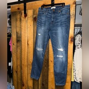 Madewell Distressed Dark Blue Skinny Jeans